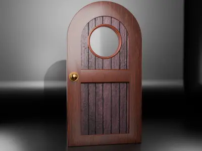 Red Wooden Door Low-poly 3D model