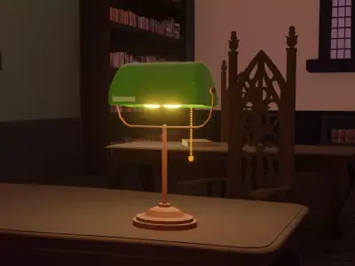 Bankers Lamp Light Low-poly 3D model