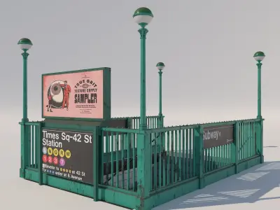 Subway Entrance NYC Low-poly 3D model