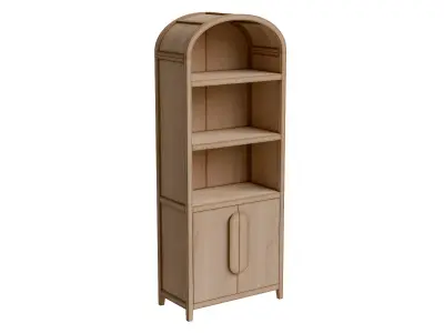 Arched Bookcase With 3 Spacious Shelves And Lower Doors Low-poly 3D model