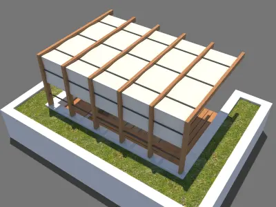 Pergola With Seating Sheltered Corner 3D model