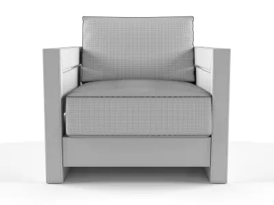 Bali Teak Lounge Chair 3D model