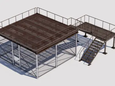 Rooftop Stairs 12 Low-poly 3D model