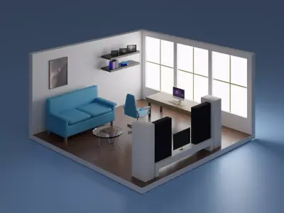 Stylized BedRoom Modular Low poly - 25 Assets Low-poly 3D model