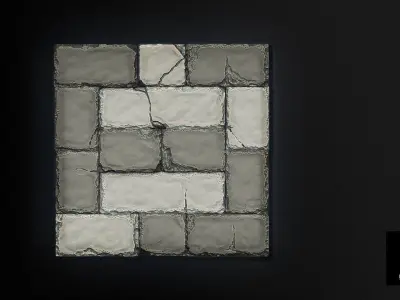 3D Stone Brick Wall - High Poly 3D model