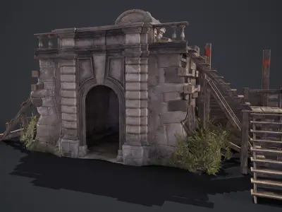 Old Portal Castle Low-poly 3D model
