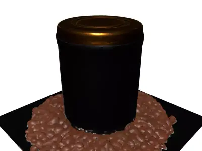 Metal Coffee Canister and Beans Low-poly 3D model