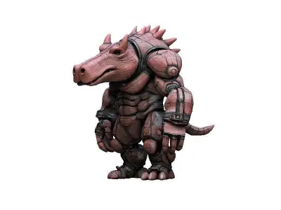 Hippotamus Cyborg Low-poly 3D model