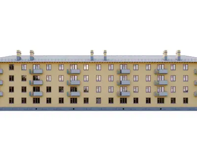 Typical brick soviet residential building of the 60s 3D model
