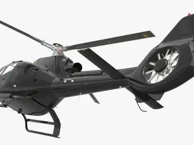 Single Turbine Cabin Helicopter Black with Interior 3D model