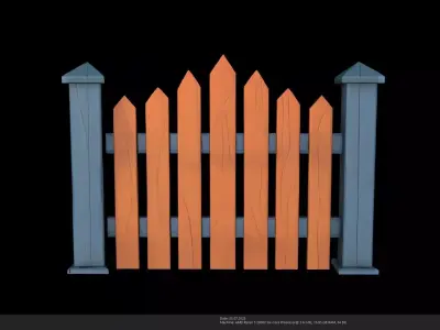 Stylized Wooden Fence - 3D Model - AI Low-poly 3D model