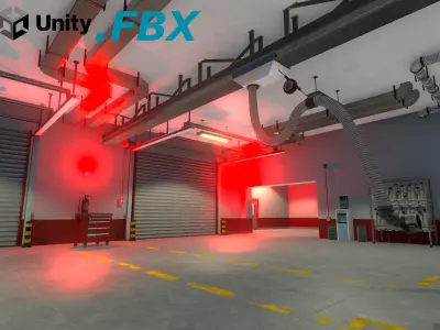 Fire Department - Modular pack with interior Low-poly 3D model