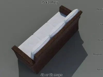 Wicker Sofa Low-poly 3D model