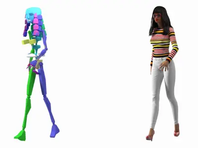 Fashionable Style Teenage Light Skin Black Girl Rigged 3D model