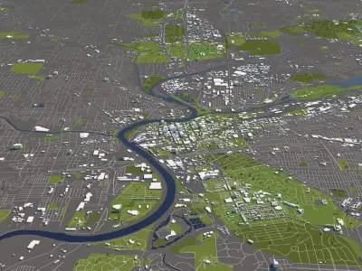 Dayton USA 50x50km City Map 3D model