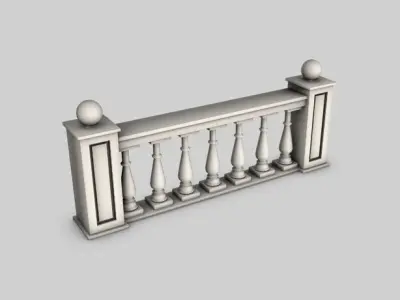 Baluster balcony railing 3D model