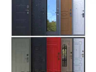 10 front doors for house 3D model