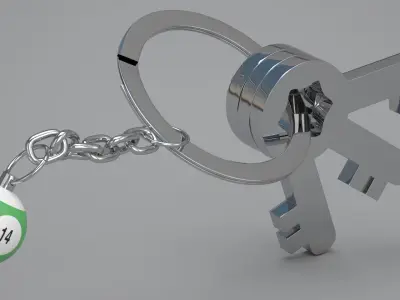 14 Snooker Ball with Keychain 3D model