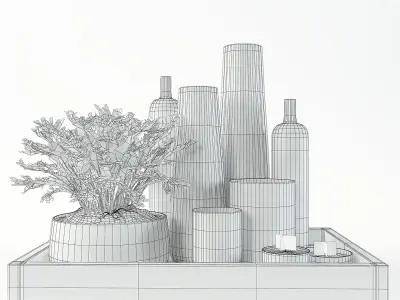 Decorative set on a tray 3D model