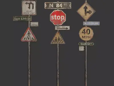 Street sign Low-poly 3D model buy