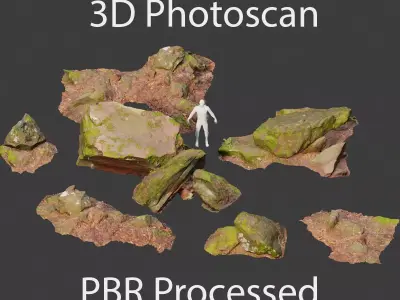 Rock stone sandstone Scans - 3D PBR Low Poly Pack 3D model