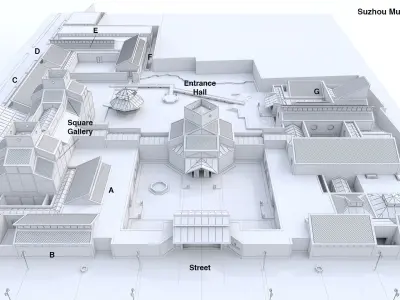 Suzhou Museum - Entire building and Art galleries 3D model