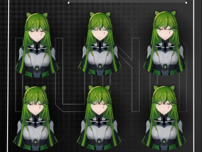 Luna - 3D model character for VRChat  Low-poly 3D model