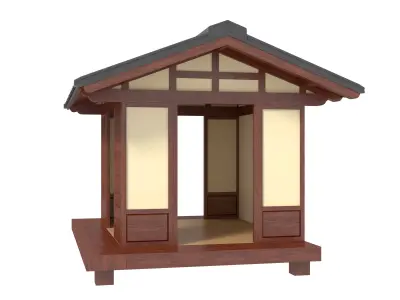 Japanese Wooden gazebo 3D model