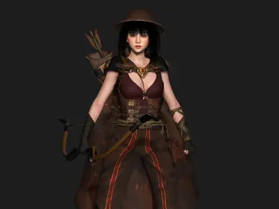 AAA 3D FANTASY GIRL CHARACTER - MIZUKI THE ADVENTURER 02 Low-poly 3D model