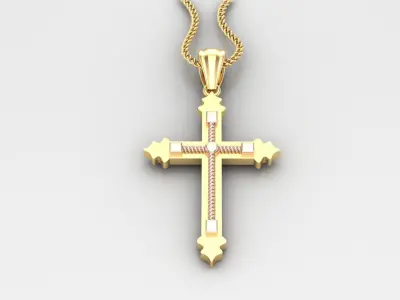 High Cross Pendant Light Gold 18K 4CP083 3D print model