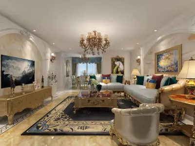 Living and Dining Combo in Empire Style 3D model