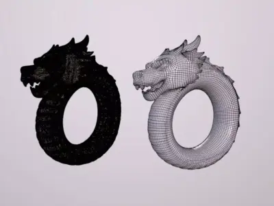 Stylized Creature Asset Dragon Ring 3D print model