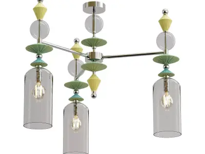 odeon three light fixtures with glass shades 3D model