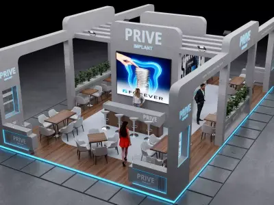 2-Modern Exhibition Booth 13x8m - 3ds Max - Corona Renderer Low-poly 3D model