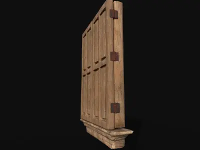 Wooden Old Window Low-poly 3D model