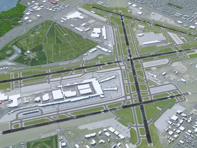 Minneapolis - Saint Paul Airport 12km Low-poly 3D model