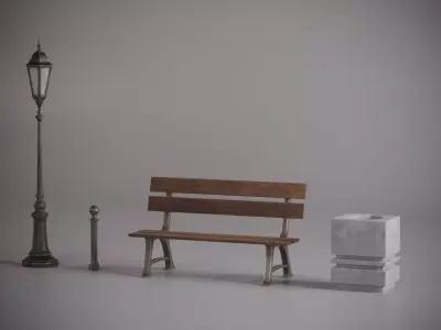 Urban Street Props Pack Low-poly 3D model