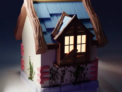 Stylized Low-Poly House  Free 3D model