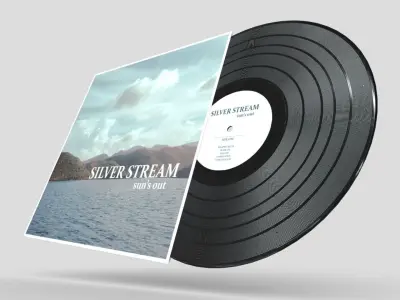 12 inch Vinal Record Silver Stream Low-poly 3D model