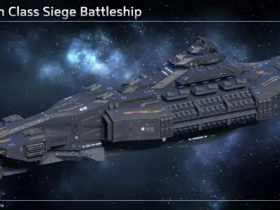 Spaceship Siege Battleship Venom Low-poly 3D model