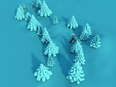 Snowy Outdoor Scene 3D model