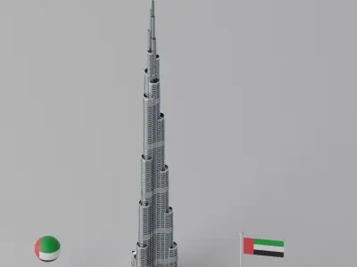 Burj Khalifa Dubai Tower 1 3D model