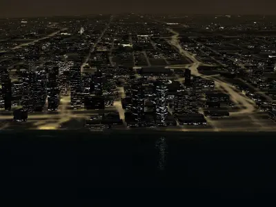 Detroit USA Night Time City 3D model
