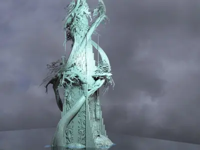 Elden Celtic Gods Engraved Tree Tower 3D model