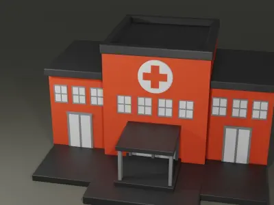 Cartoon Hospital Building 3D model