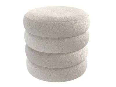 Mecca Boucle Round Storage Ottoman 3D model
