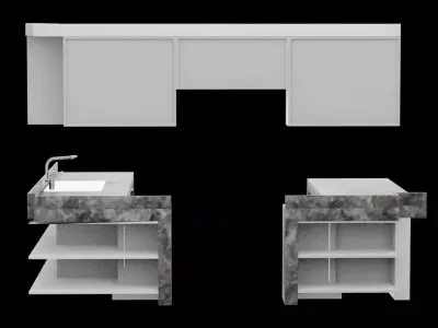 Architectural Kitchen Wall Low-poly 3D model