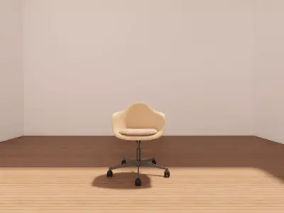 Eames Style Office Chair 3D Model - Metal - Wood - Fabric Low-poly 3D model