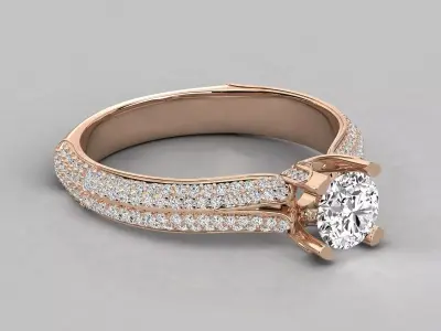 Women Light Weight Solitare Diamond Wedding Ring   26 3D print model