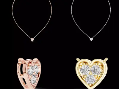 Heart Diamond Pendant CAD Design STL 3DM File 3D print model